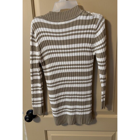 Vintage Faded Glory Woman Beige Striped L/S VNeck Sweater Size XL 16-18 NWOT - Picture 5 of 5